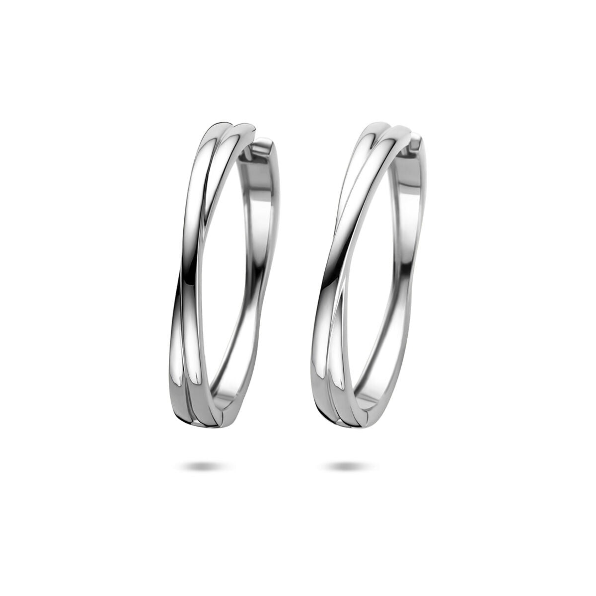 Silberne Klapp-Ohrringe für Damen mit einem Durchmesser von 40 mm und einer Breite von 5 mm