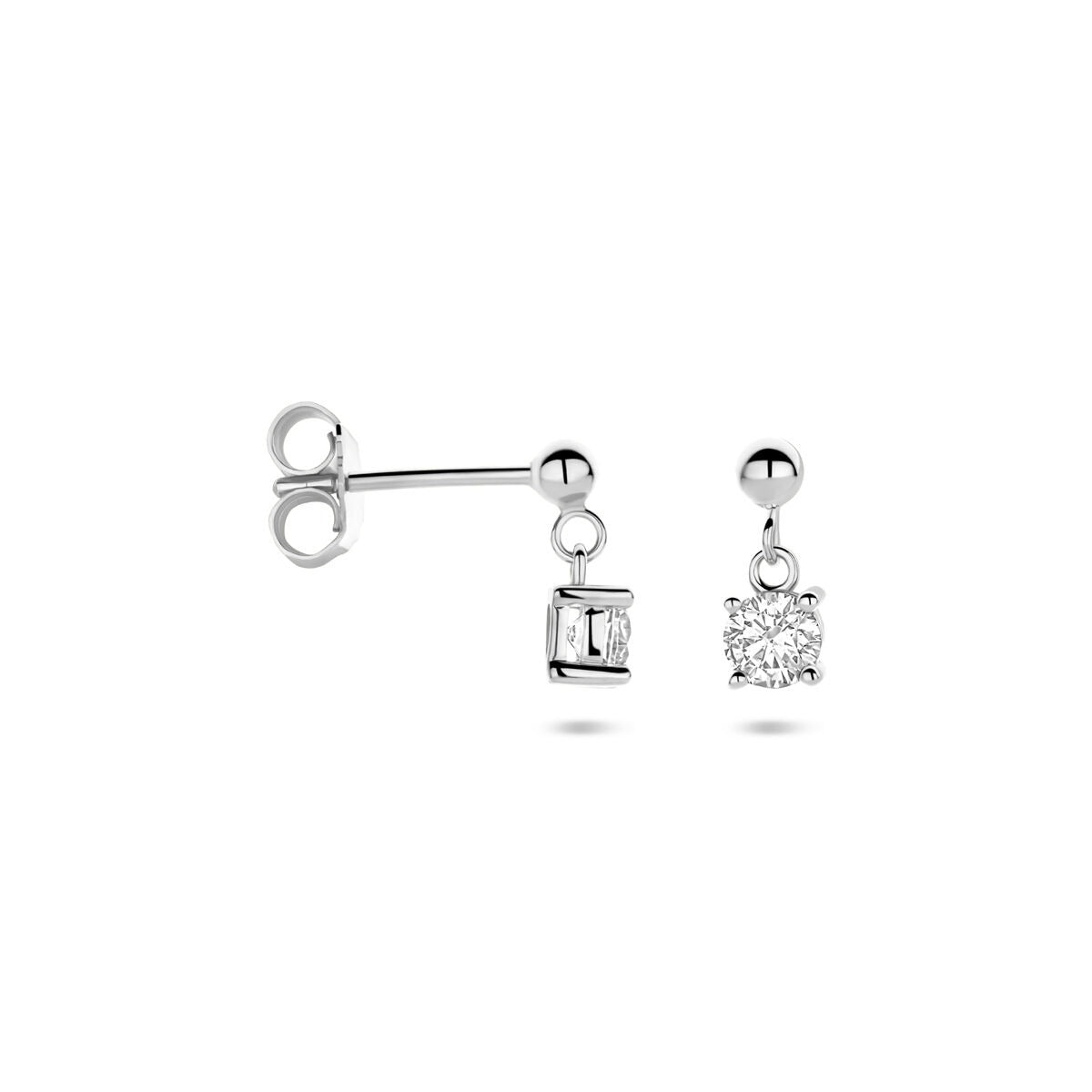 Rhodinierte Silberohrringe mit Zirkonia – 11 mm