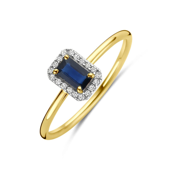 Gouden ring met saffier en diamant – 14k