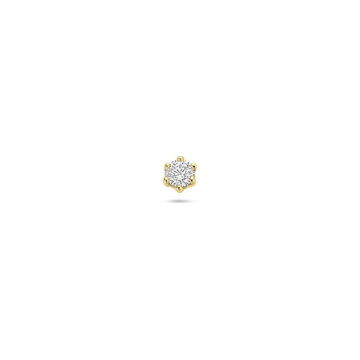Verguld zilveren flat back piercing met zirkonia 3,5 mm