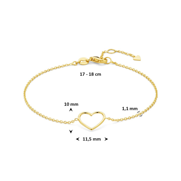 Armband Herz 17 - 18,5 cm 14K Gelbgold