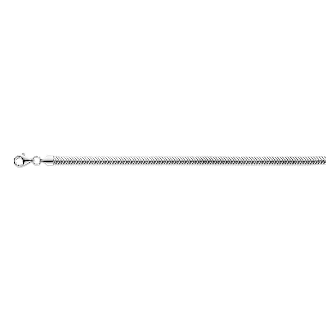 Gerhodineerd zilveren slangencollier 4,2 mm