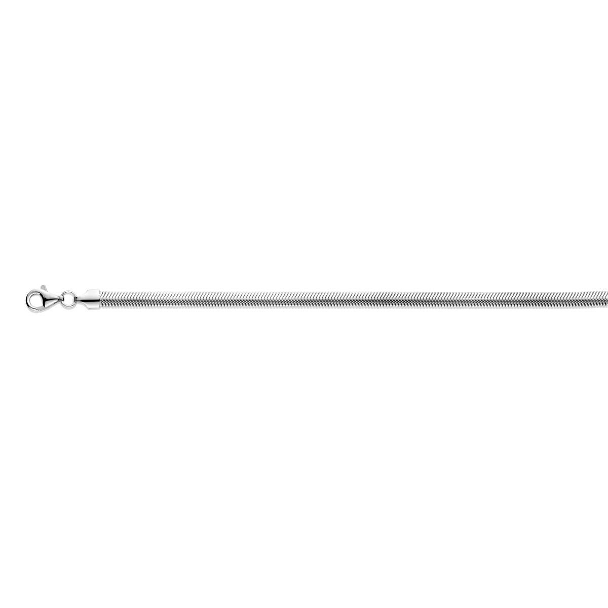 Gerhodiniertes Silber-Schlangencollier mit einer Breite von 4,2 mm und Karabinerverschluss