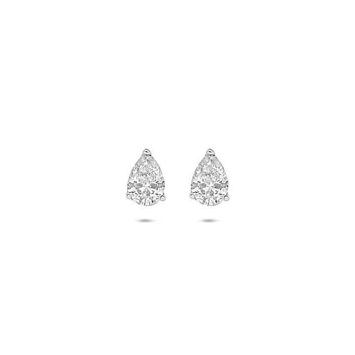 Zilveren oorknoppen met zirkonia in peervorm – 7.5 x 5.5 mm