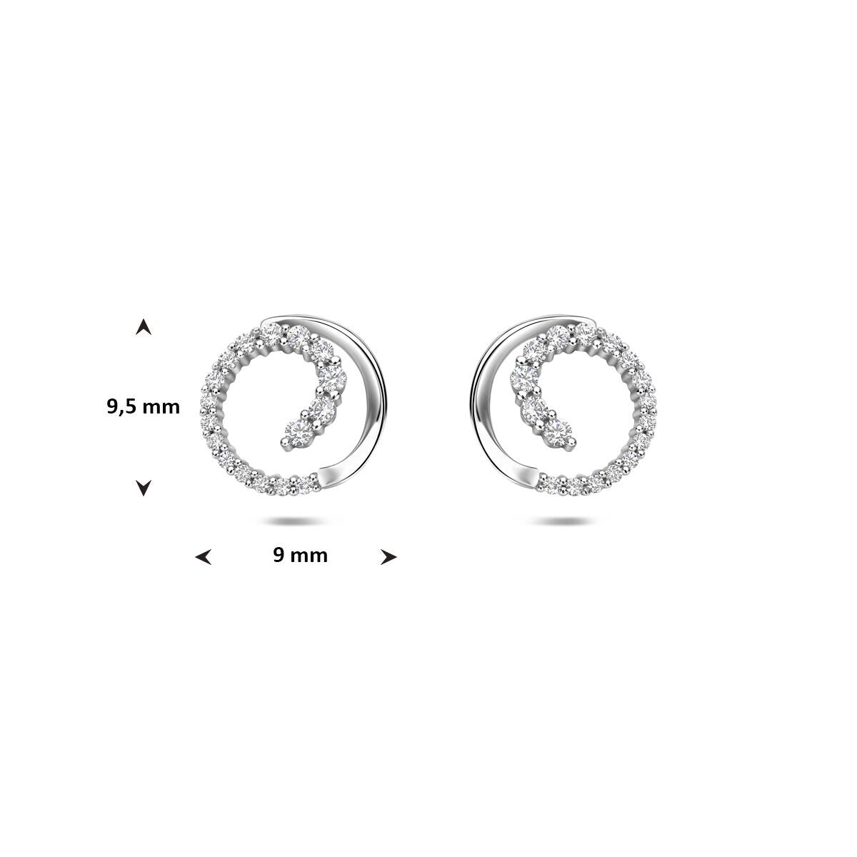 Silberne Ohrstecker mit Zirkonia – Entourage Brillantschliff 9,5 mm