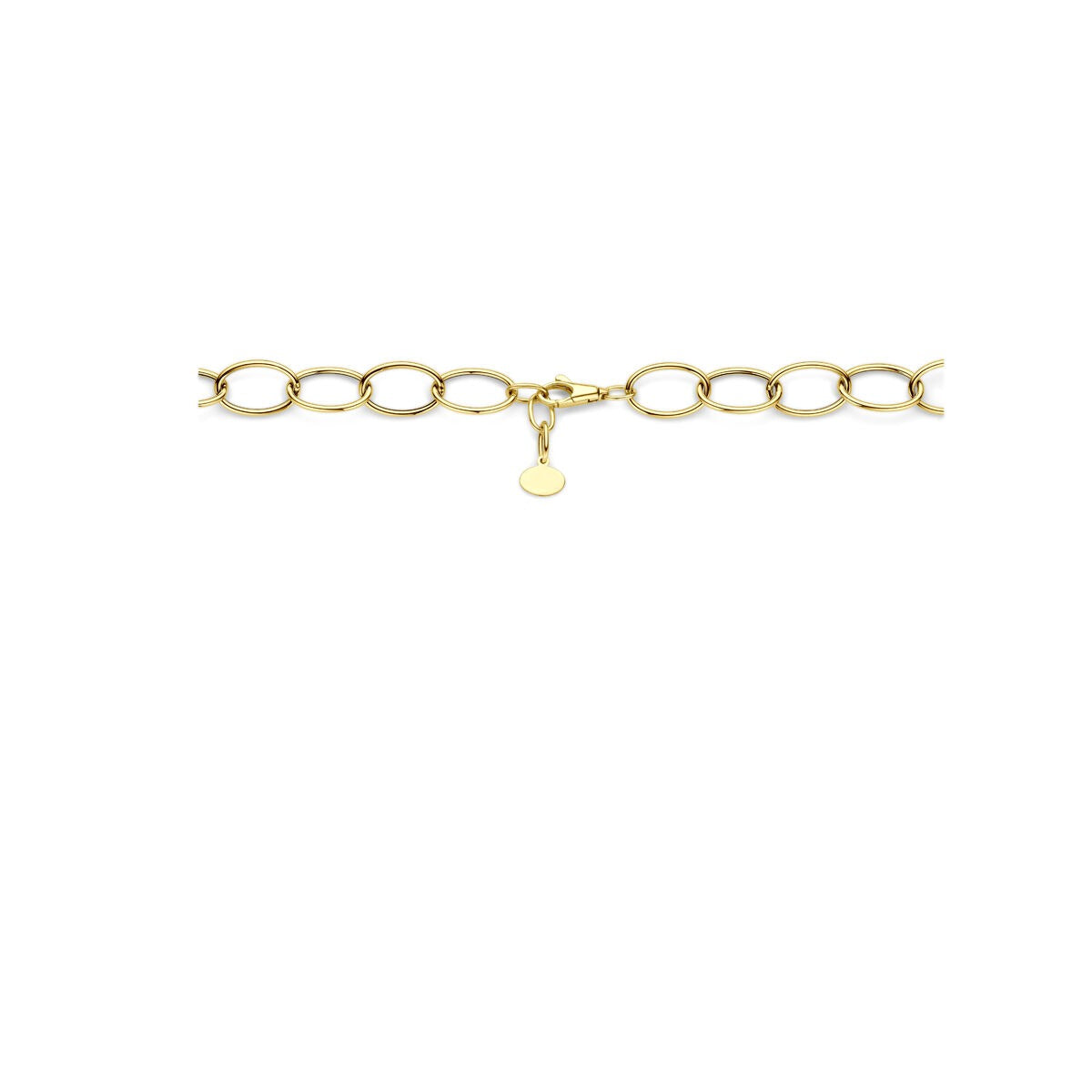 14K Gelbgold Damen Halskette mit breiten Drahtgliedern – 45 cm