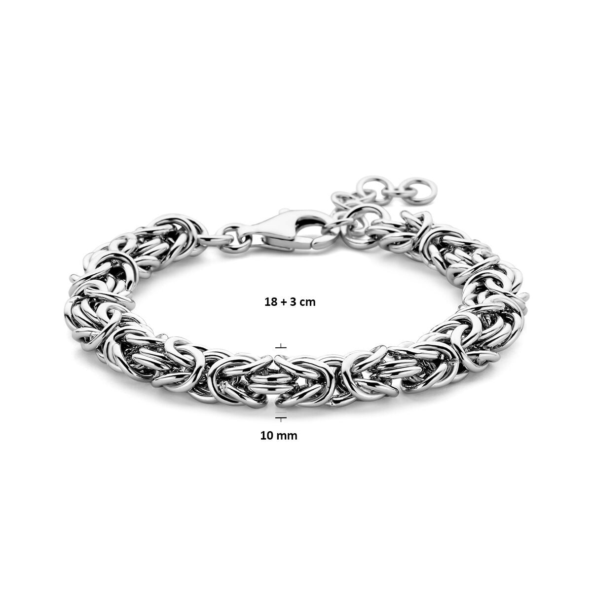 Rhodinierte Königskette Armband aus Silber – 10mm breit