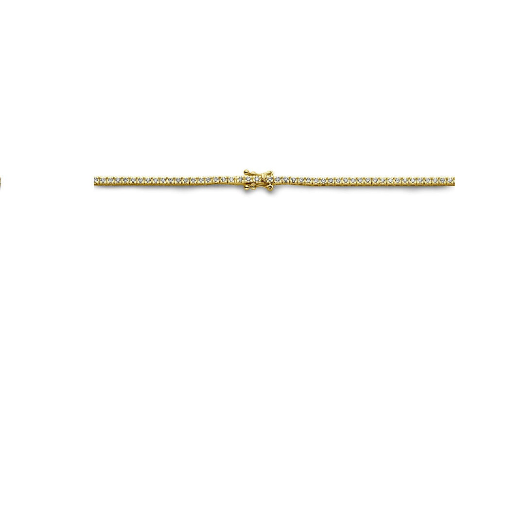 Tennishalskette Diamant 3,00 ct H SI 2,2 mm 42 cm 14 K Gelbgold