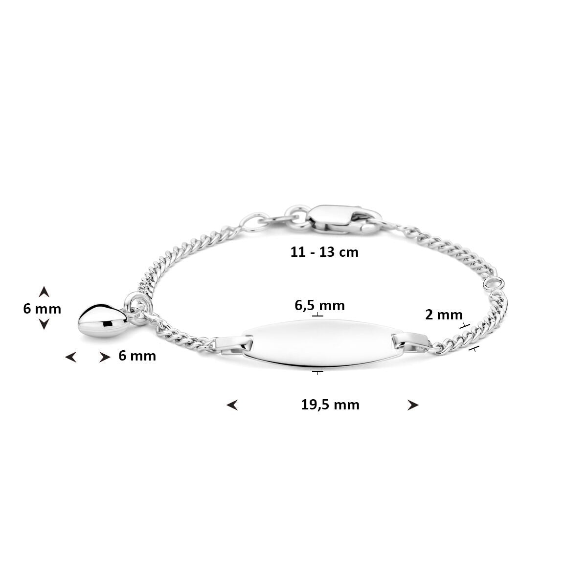 Silbernes Gravurarmband mit Herz – Kindergröße
