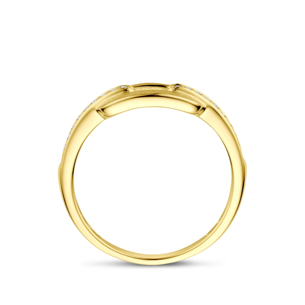 14k Gelbgold Damenring mit Diamant 0.08ct h si