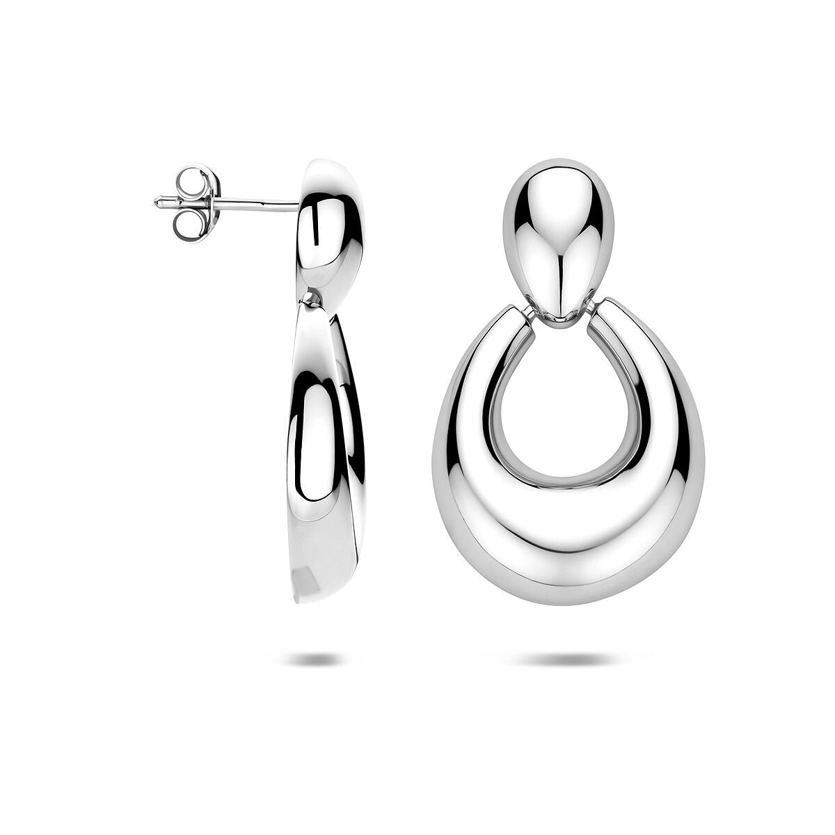 Rhodinierte Silberohrringe – elegante Damenohrringe mit raffinierter Linienführung