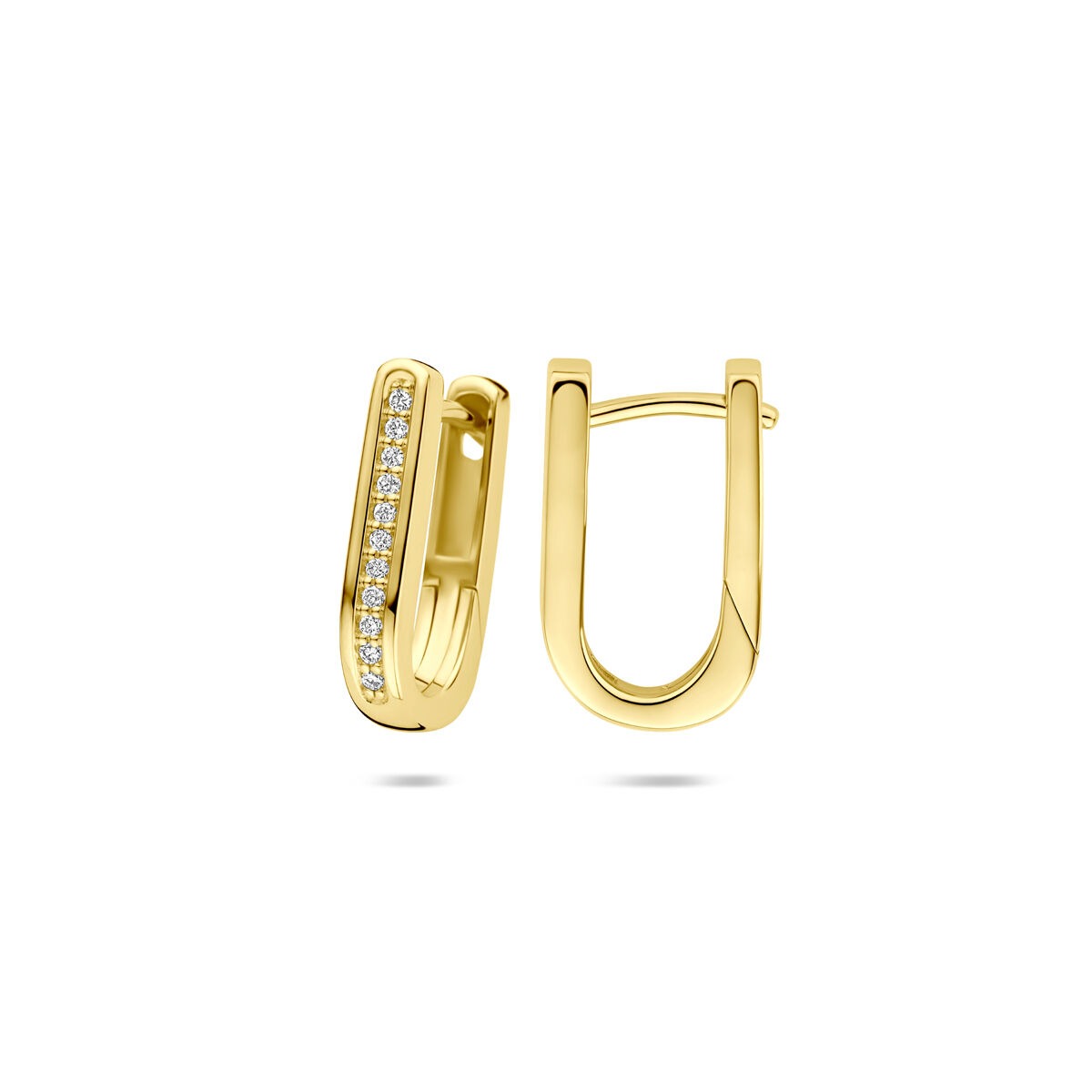 14 Karat Gelbgold Klappcreolen mit Diamant – 0,10 Karat, 15 x 3 mm