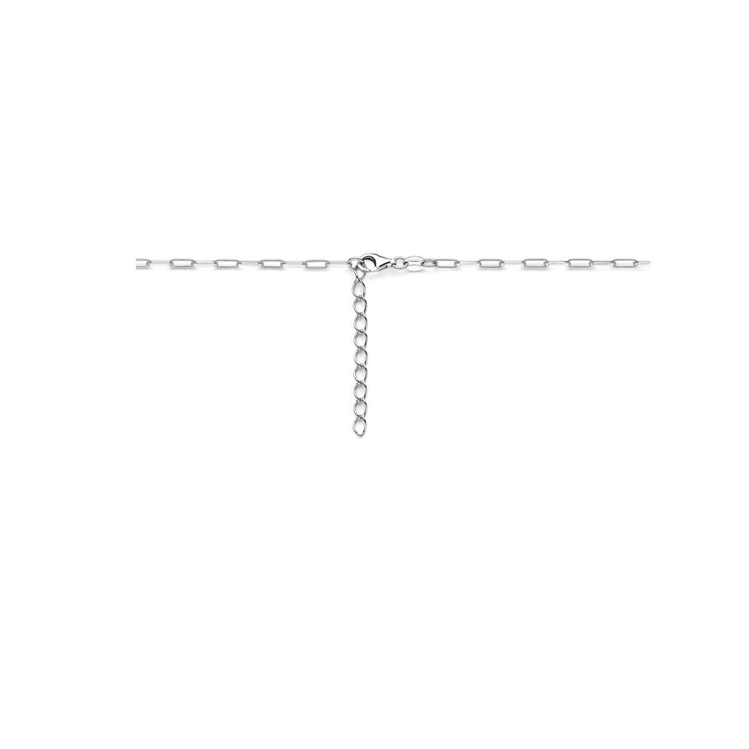 Zilveren collier met koffieboon schakel – gerhodineerd damescollier met verfijnd design