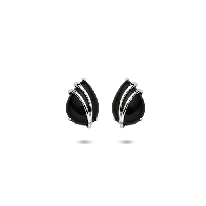 Zilveren oorknopjes met onyx – gerhodineerd 925 zilver