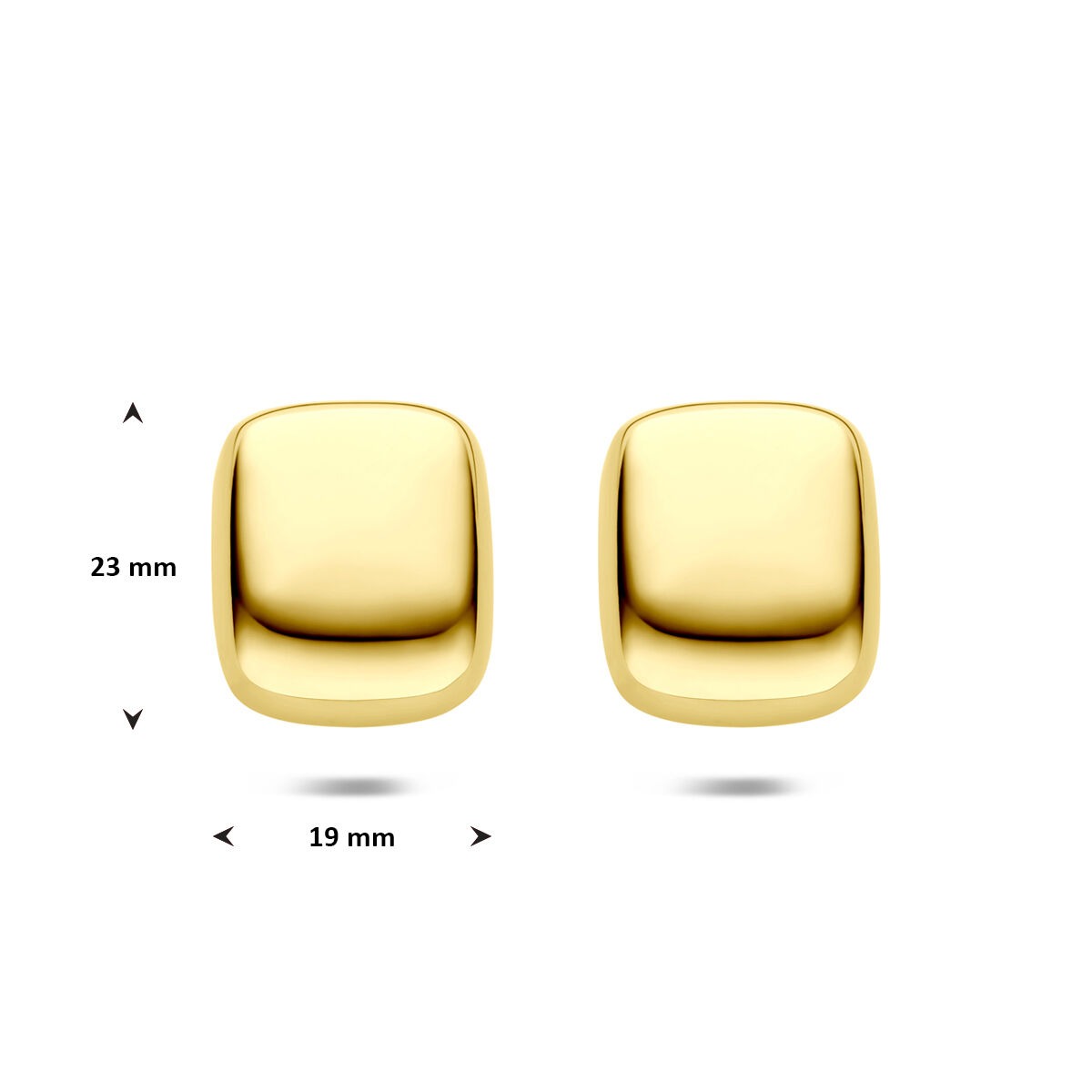 Ohrstecker aus Stahl rechteckig gelbgoldfarben 23x19mm