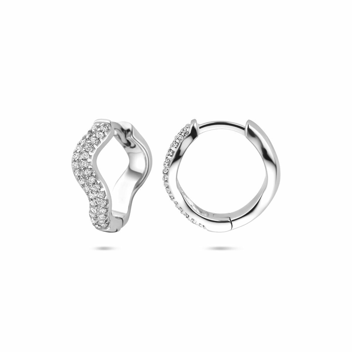 Klappcreolen aus Sterlingsilber mit Zirkonia – rhodiniert, 925er Silber, 15 mm