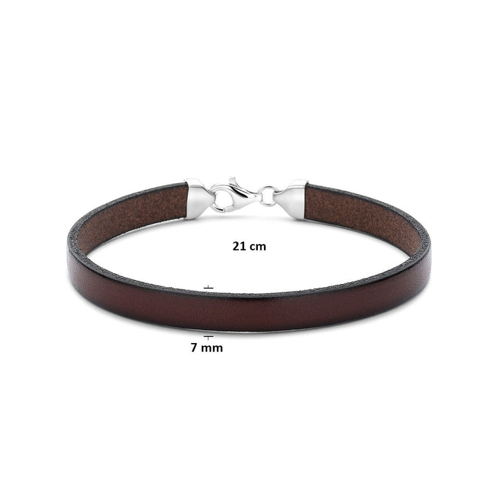 Bruin leren herenarmband met zilveren sluiting
