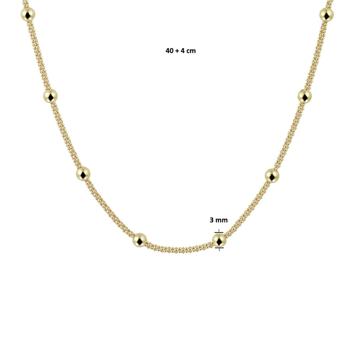 Vergoldete Silberkette mit Kugeln – 3 mm
