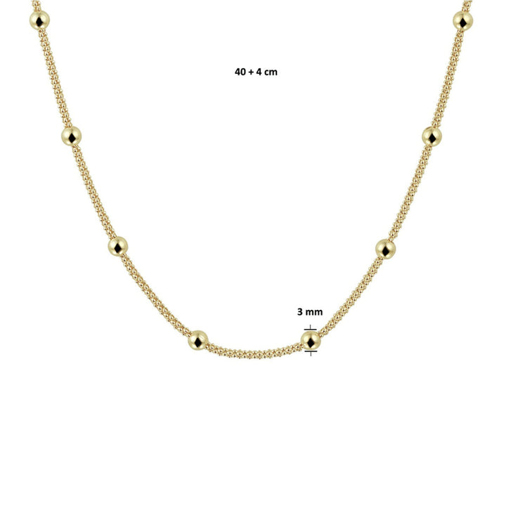 Verguld Zilveren Collier met Bolletjes – 3 mm