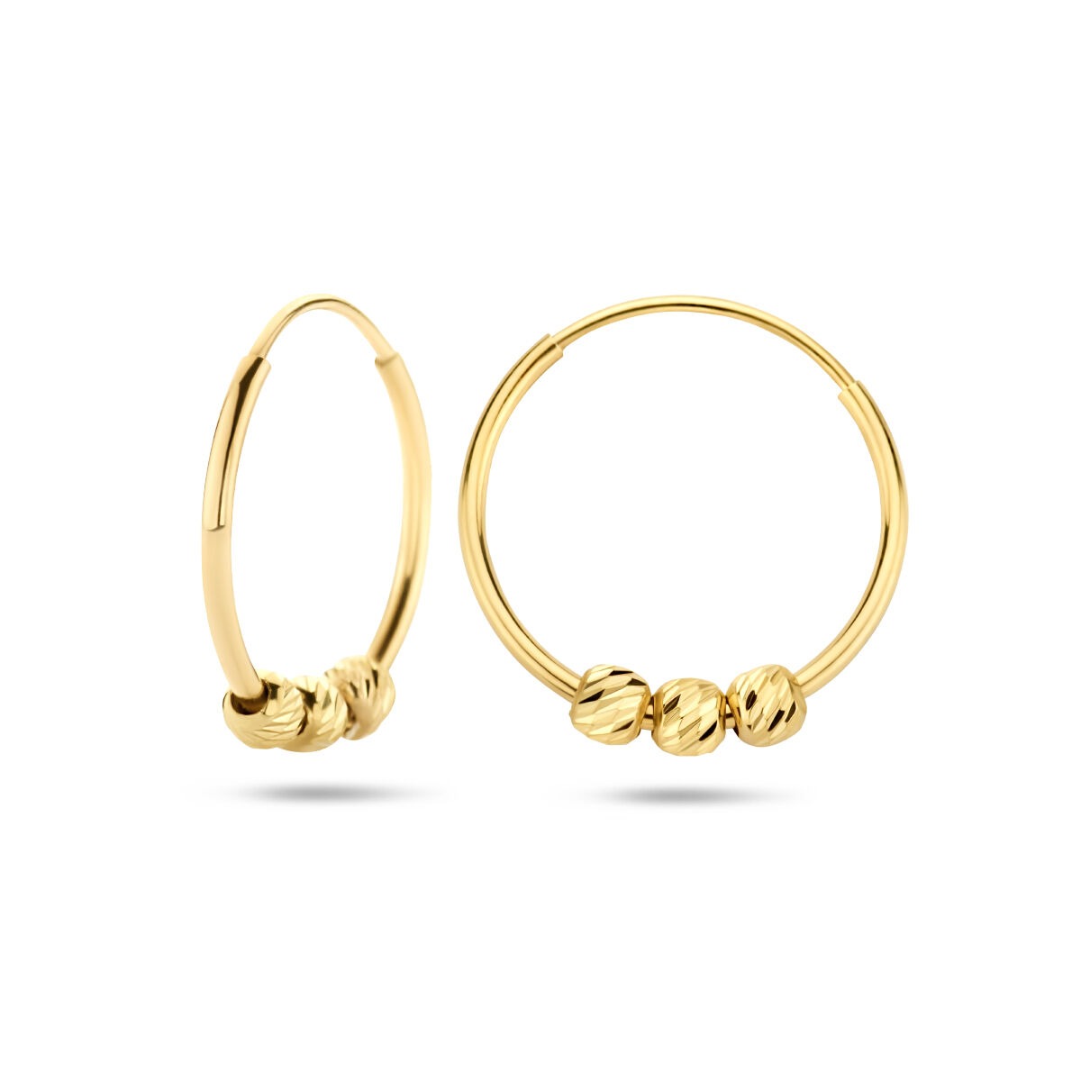 Goldohrringe mit Kügelchen – 14k, 11 mm