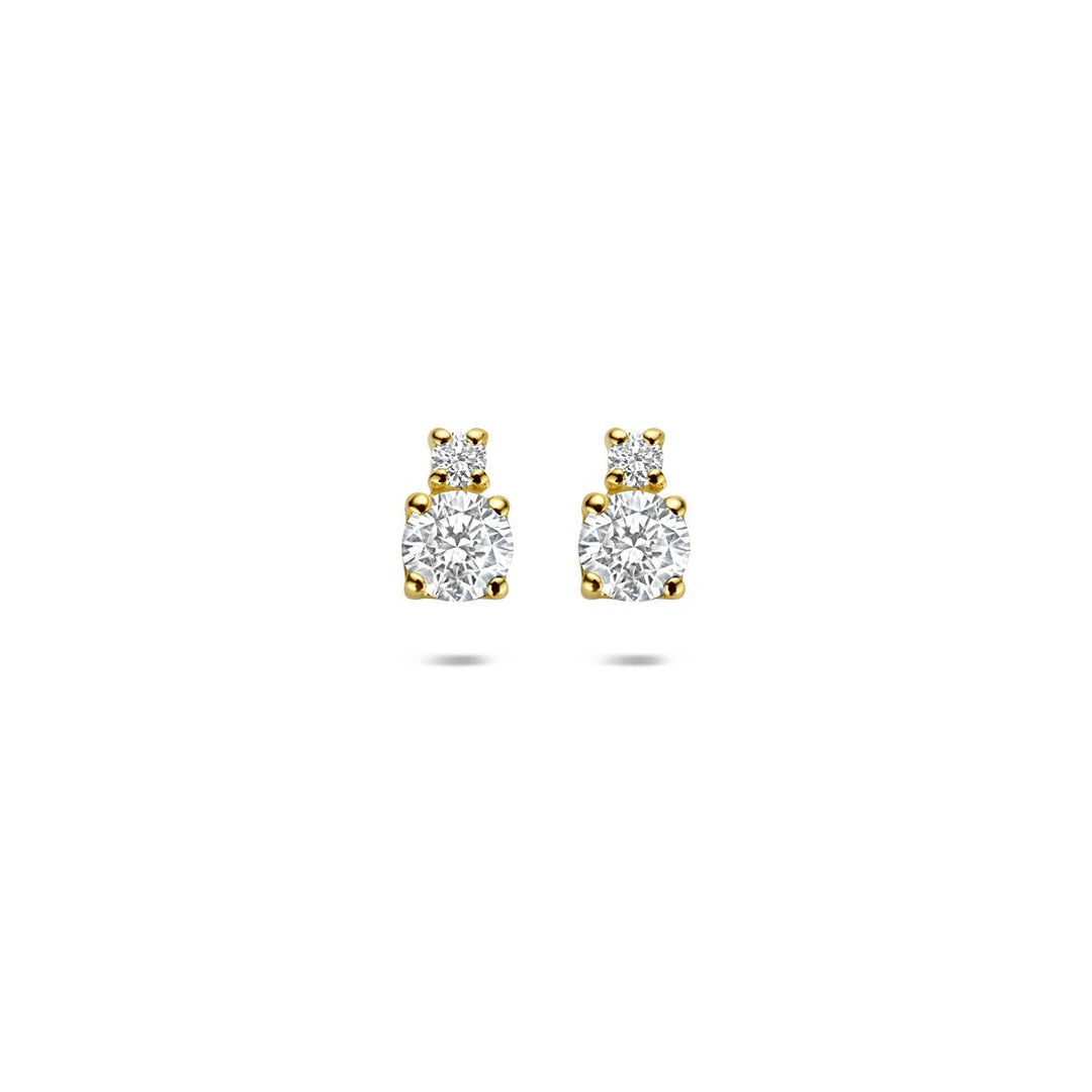14k Geelgouden oorknoppen met lab grown diamant