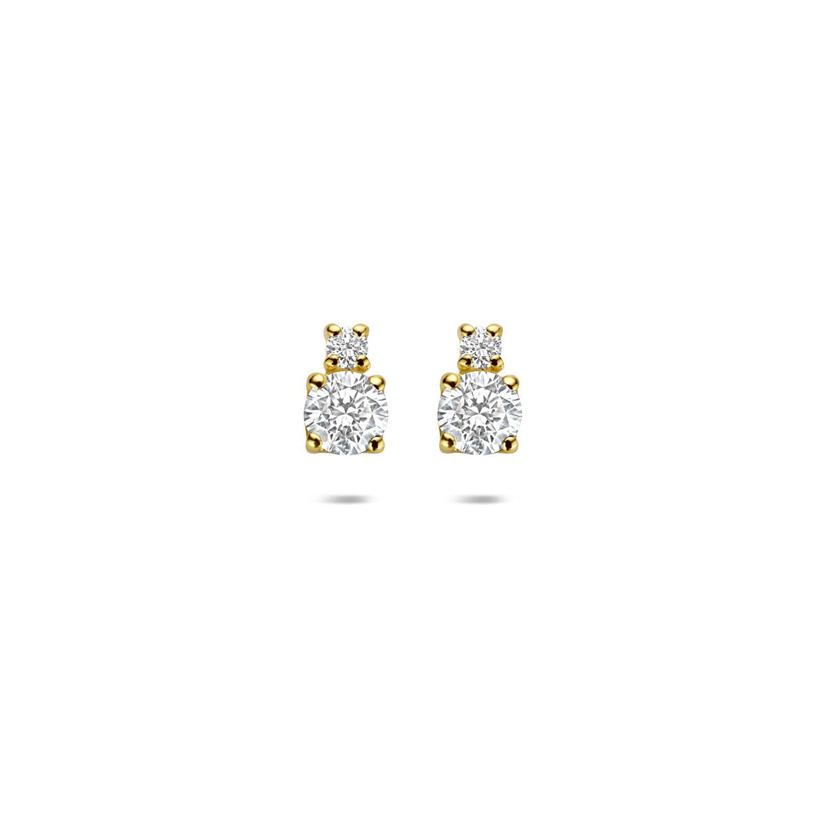 14k gelbgoldene Ohrstecker mit lab-grown Diamanten, rund und funkelnd