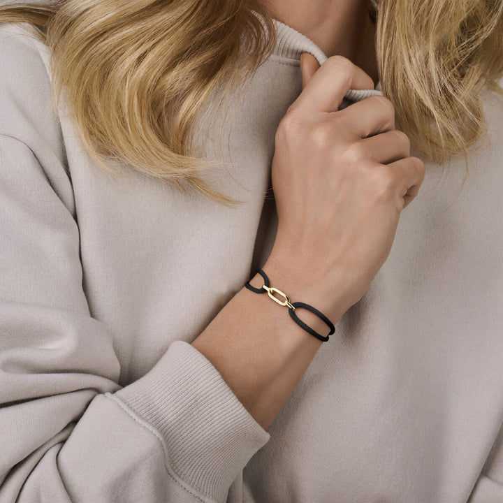 Armband satiniert 14K Gold mit Kautschuk/Nylon/Leder