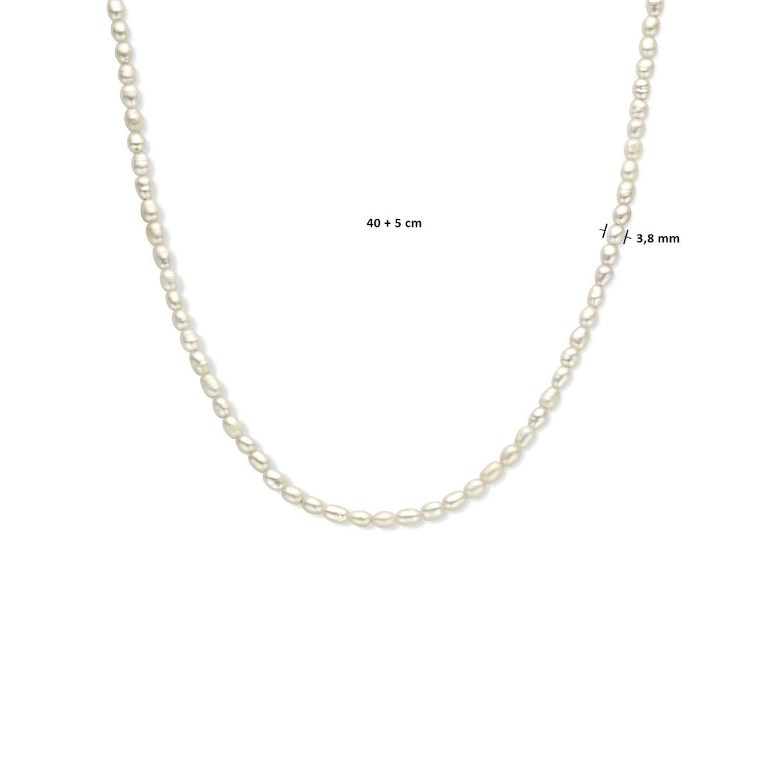 Halskette Perle 3,8 mm 40 + 5 cm Silber rhodiniert