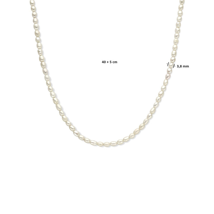 Halskette Perle 3,8 mm 40 + 5 cm Silber rhodiniert