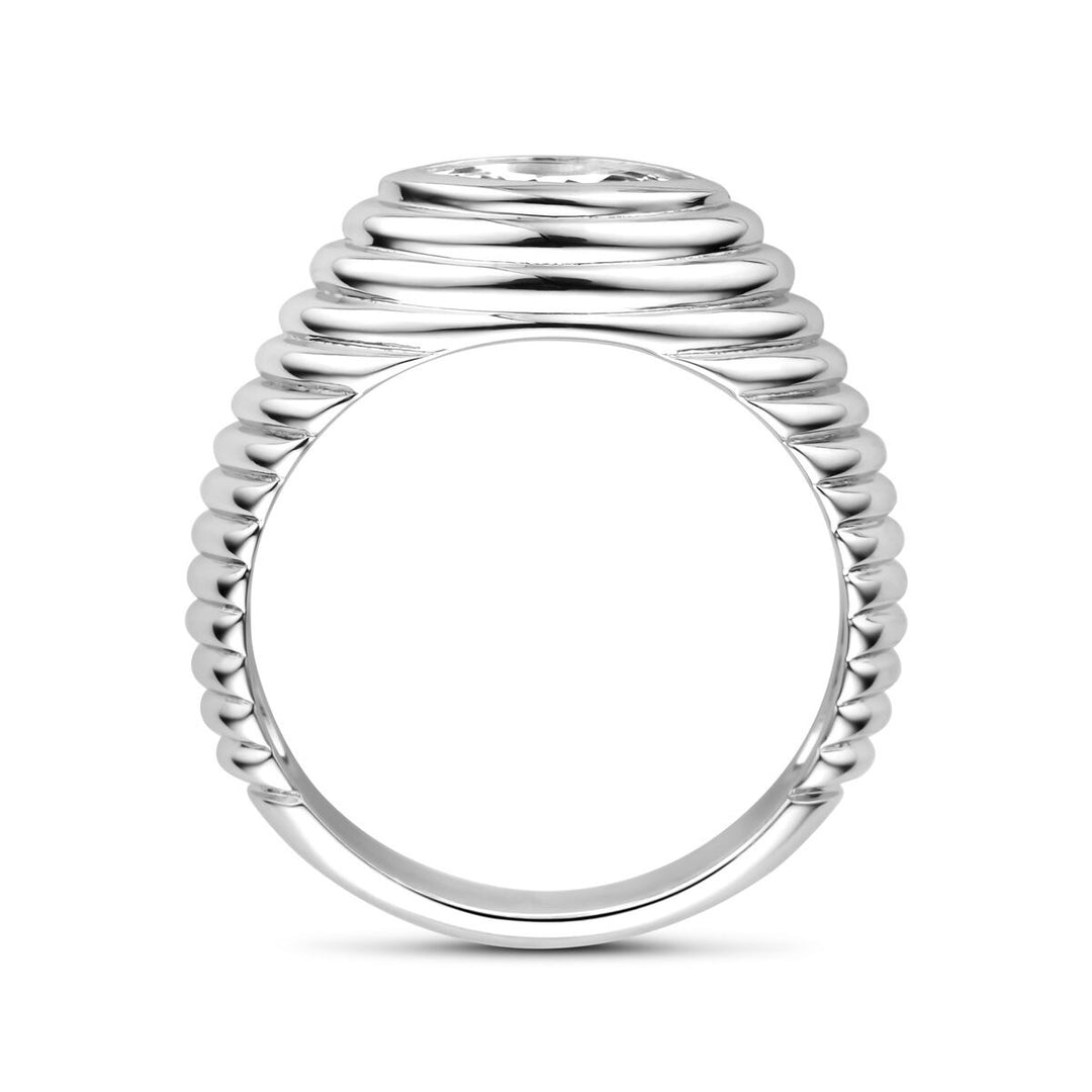 Zilveren damesring met markies zirkonia – gerhodineerd 925 zilver, 7 mm breed