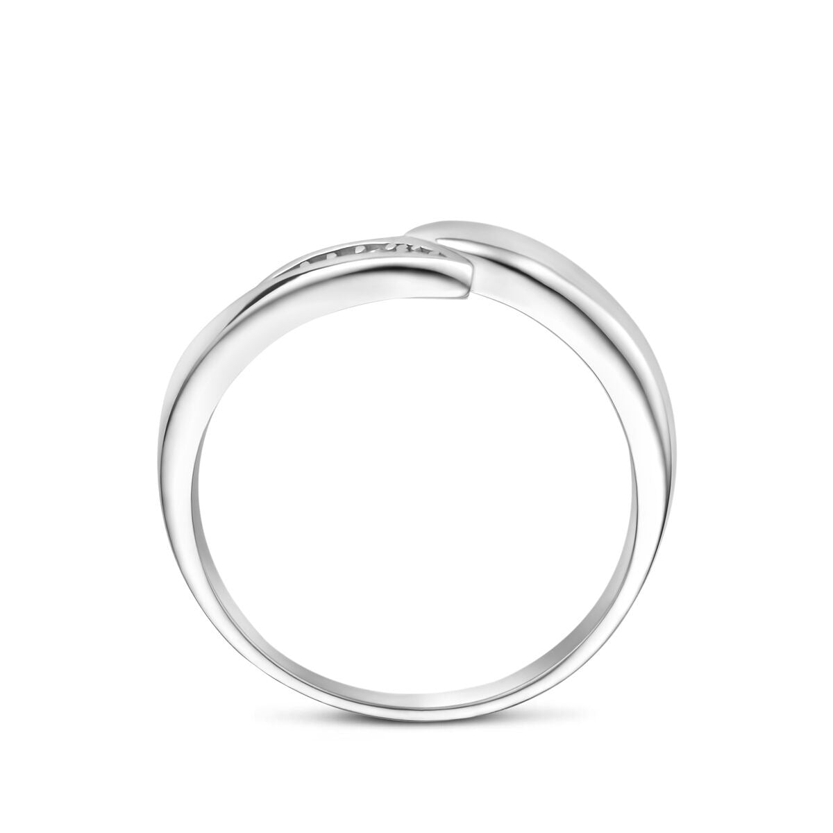 Gerhodineerd 925 zilveren ring met pavé zirkonia