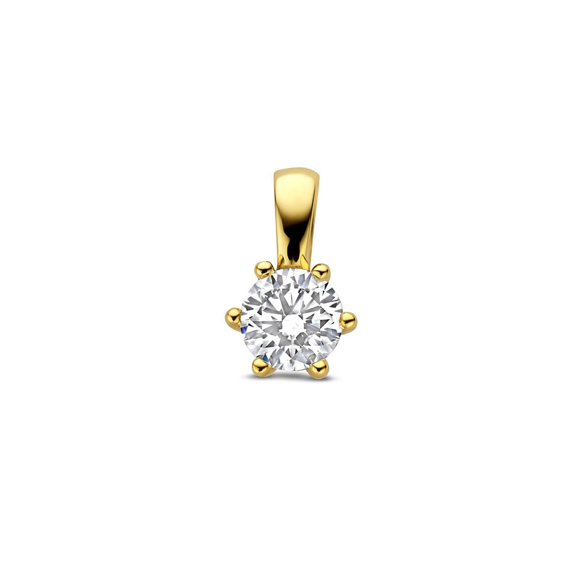 Hänger aus 14k Gelbgold mit rundem, lab-grown Diamanten in klassischer Fassung