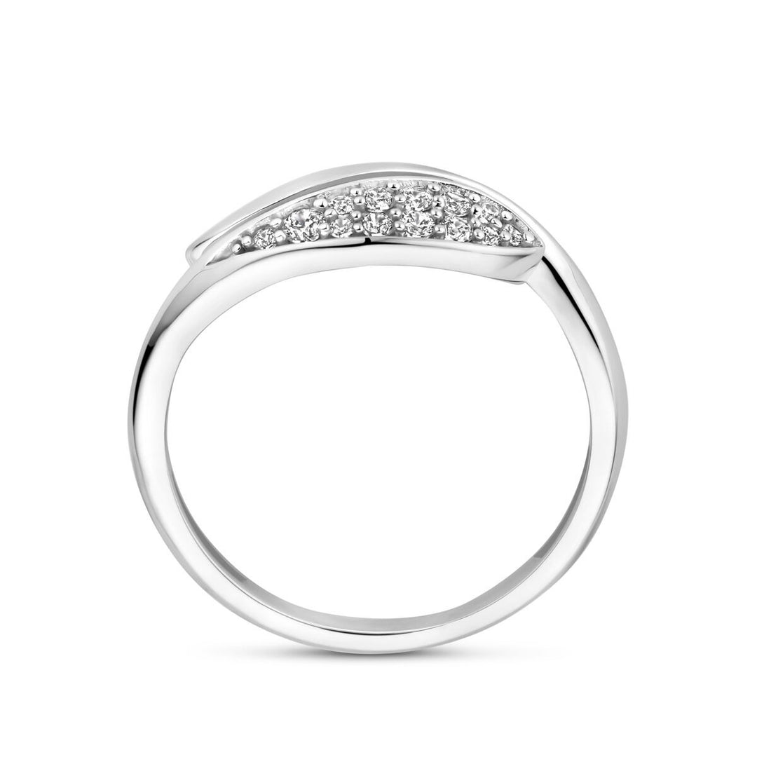 Zilveren ring met zirkonia in rijzetting – gerhodineerd 925 zilver, 8,5 mm breed