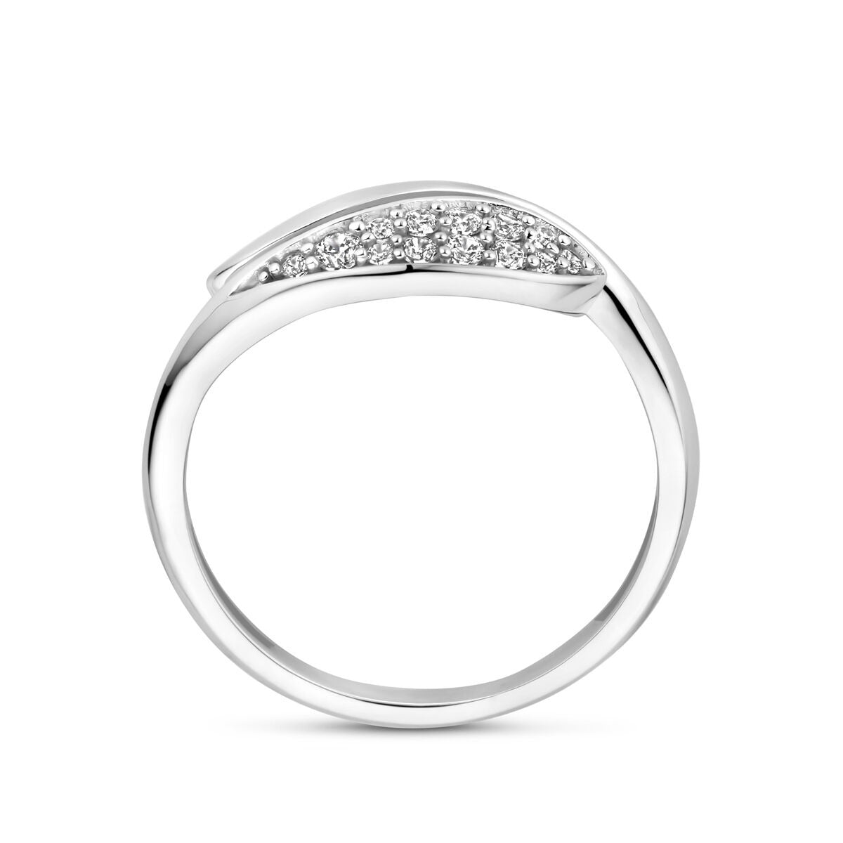 Silberring mit Zirkonia in Reiheneinfassung – rhodiniertes 925er Silber, 8,5 mm breit