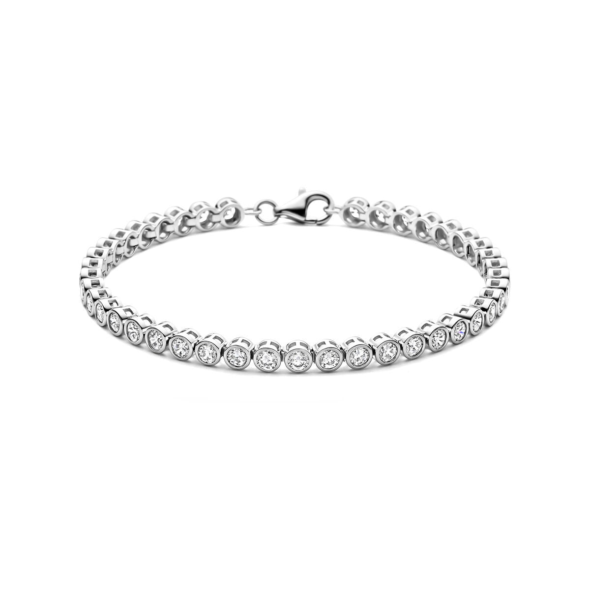 Zarte Kinderarmband aus rhodiniertem 925 Silber mit Zirkonia-Steinen in runder Fassung