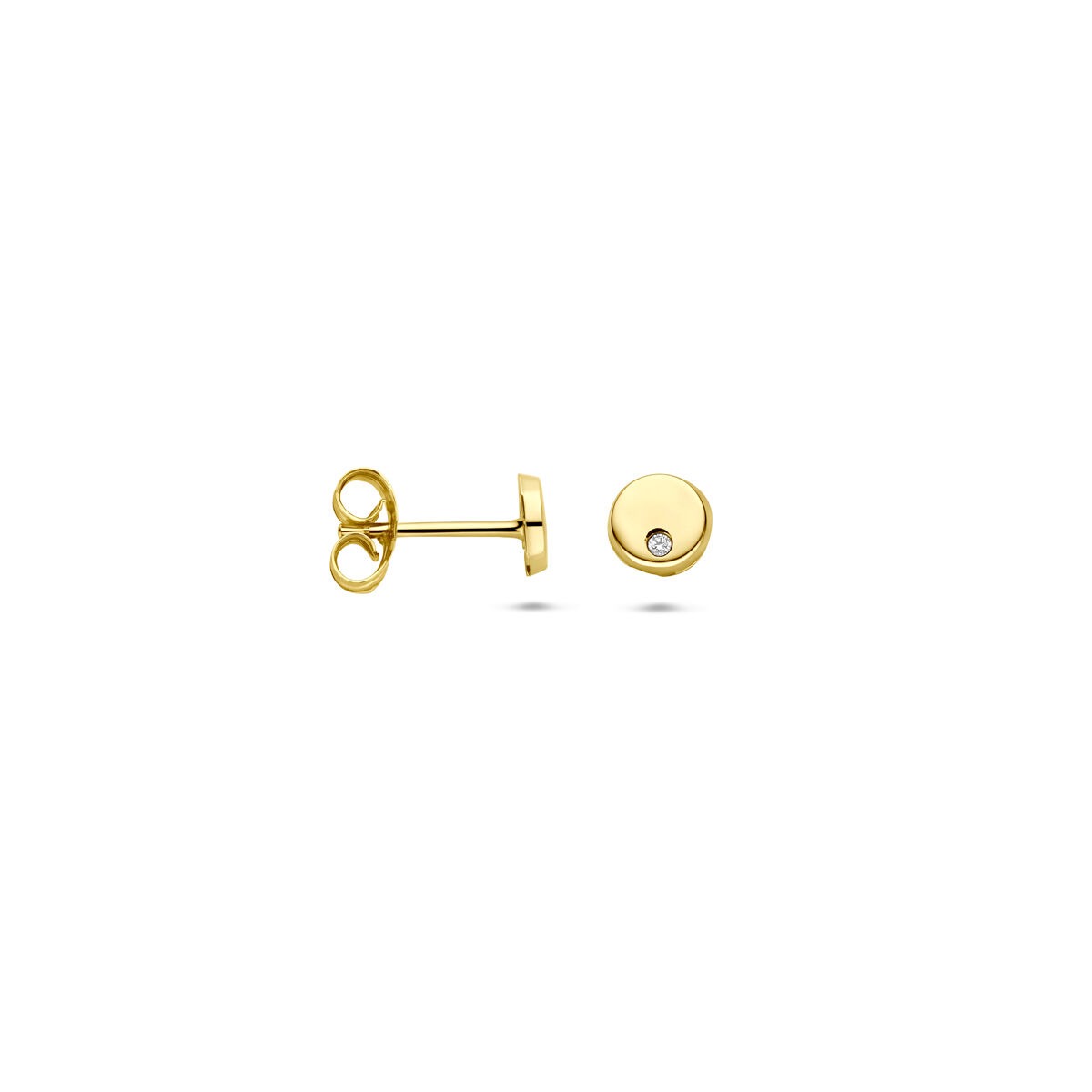 14 Karat Gelbgold Ohrstecker mit Zirkonia in Zargenfassung 4,5 mm
