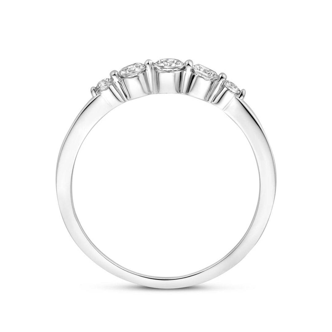 Zilveren damesring met zirkonia – gerhodineerd 925 zilver, 3 mm breed