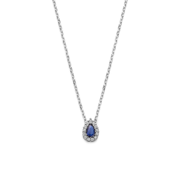 Zilveren ketting met saffier en zirkonia – gerhodineerd 925 zilver