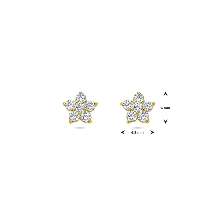 Ohrstecker Blume Zirkonia 14K Gelbgold