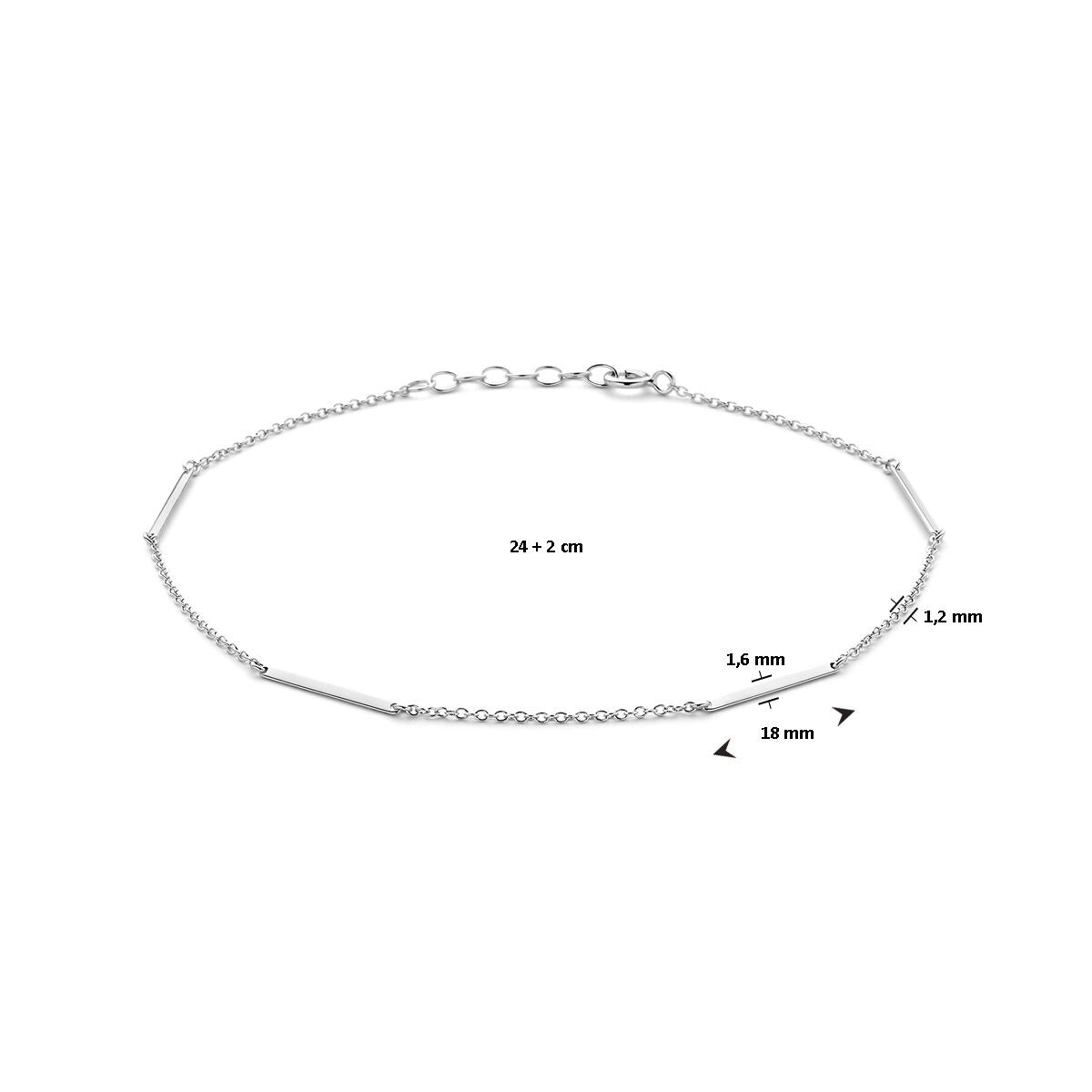 925 Rhodiniertes Silberarmband mit Plättchen
