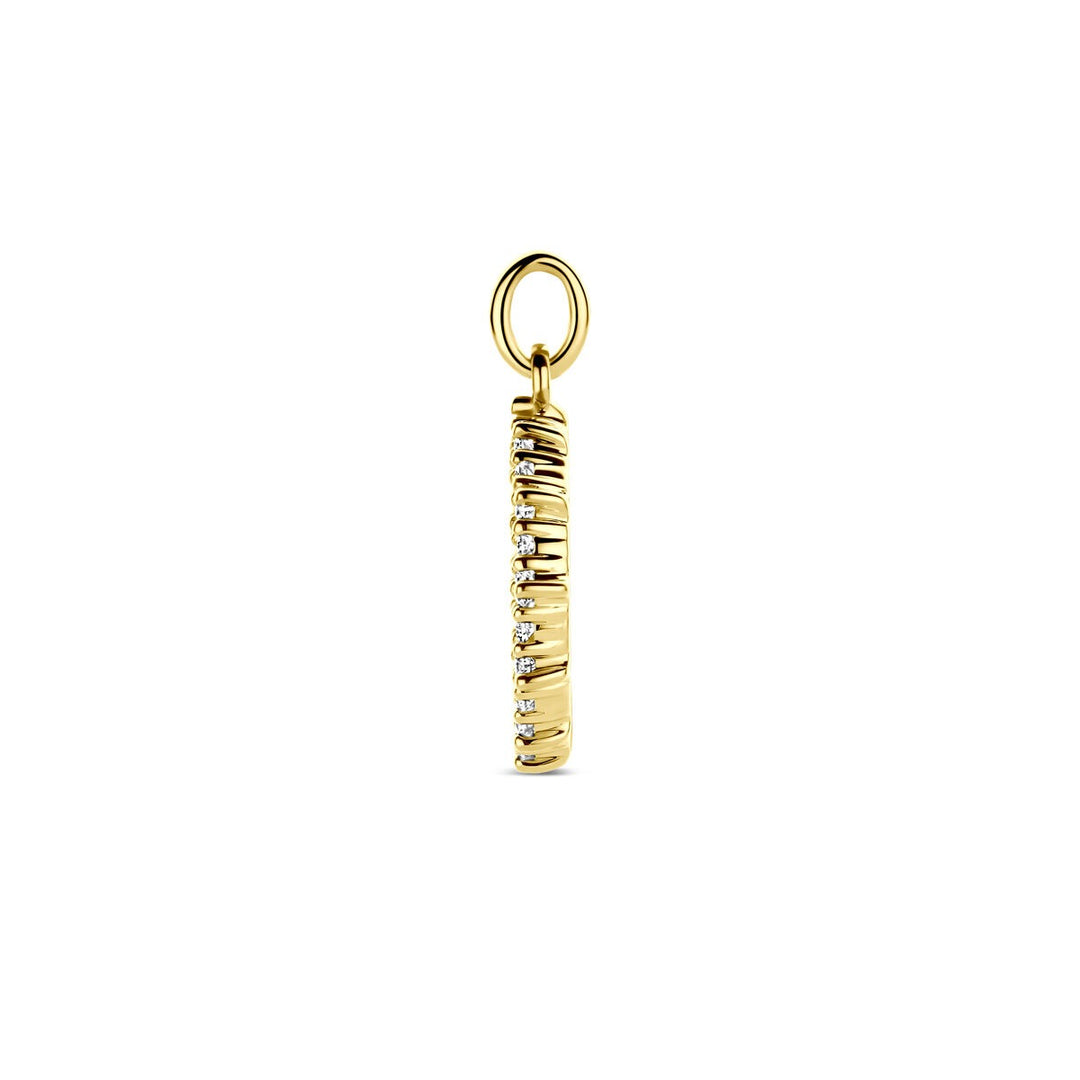 14k Geelgouden hanger met diamant – 0.25 ct, 18 mm hoog
