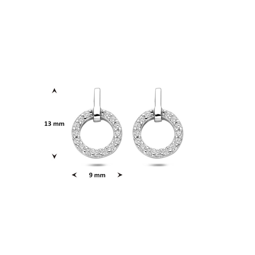 Zilveren oorknopjes met zirkonia entourage 13 mm