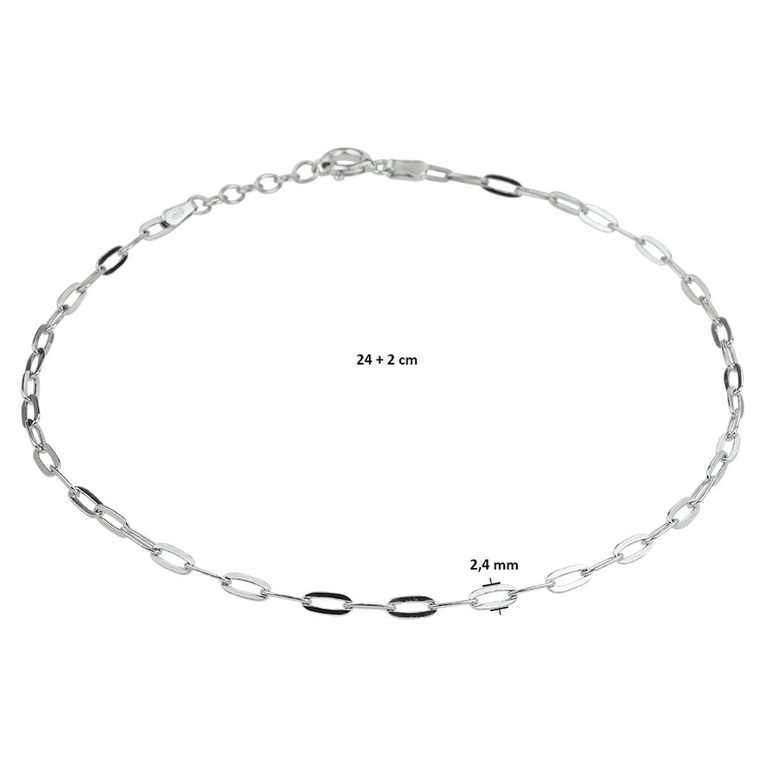 Knöchelriemen Büroklammer Flachrohr 2,4 mm Silber rhodiniert