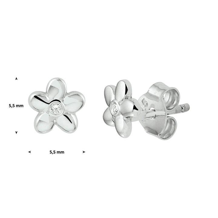 Ohrstecker Blume Zirkonia Silber rhodiniert