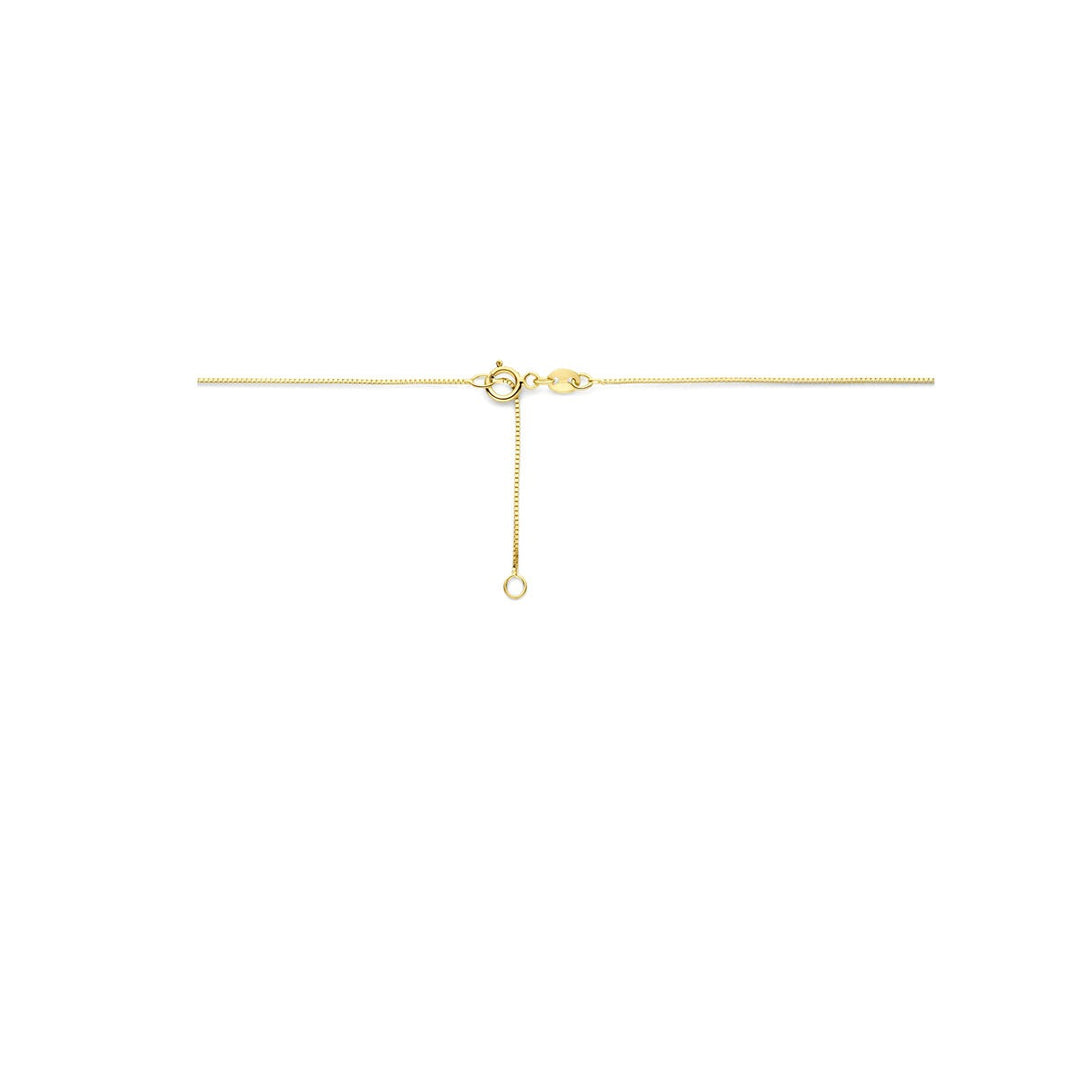 14k geelgouden collier met zirkonia en zoetwaterparel