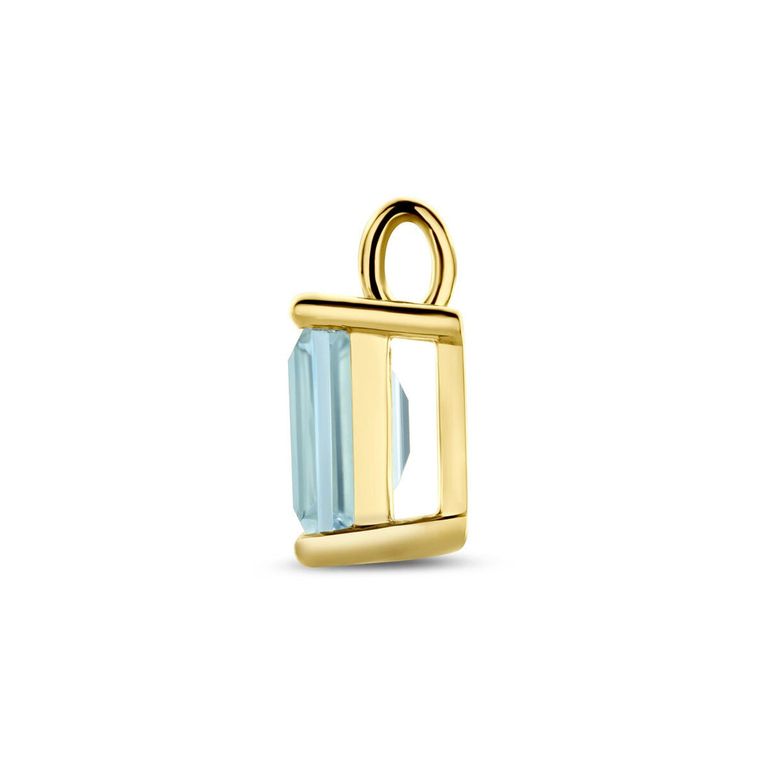 Verguld zilveren hanger met sky blue topaas – 14,5 x 8,5 mm