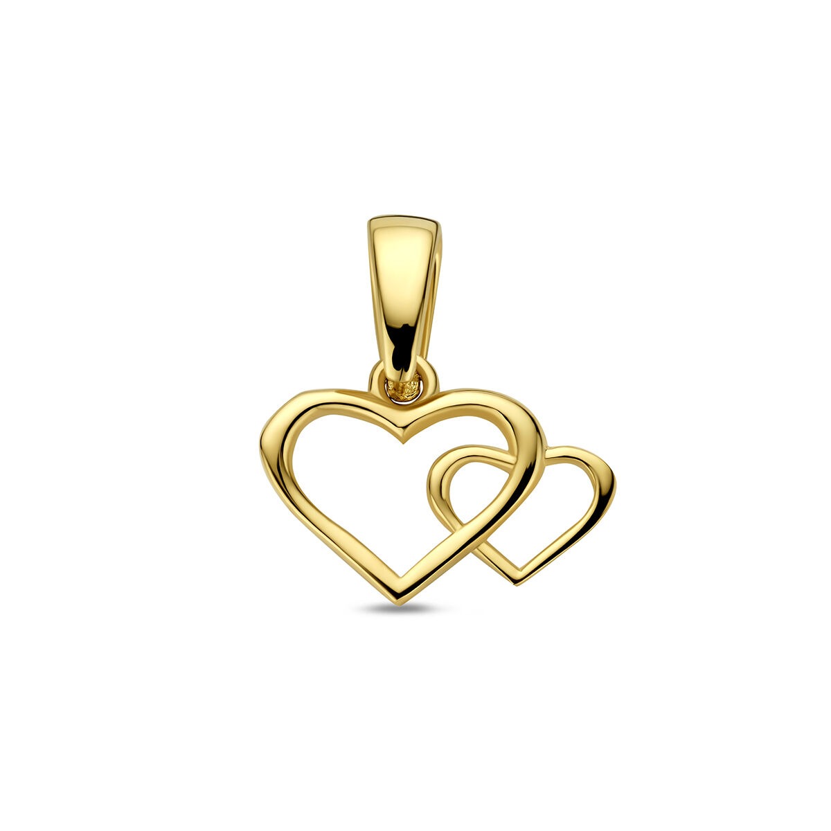 Hänger aus 14k Gelbgold mit zwei ineinander verschlungenen Herzen