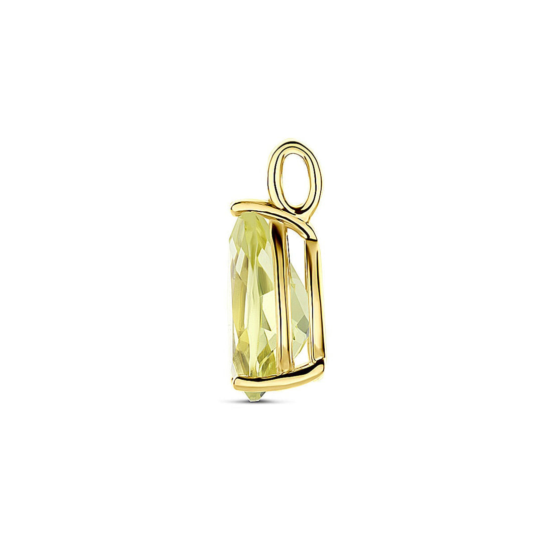 Verguld zilveren hanger met citroenkwarts – 16,5 x 8 mm