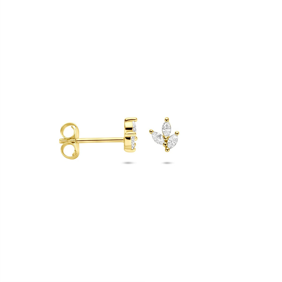 Vergoldete Silberohrstecker mit Marquise-Zirkonia