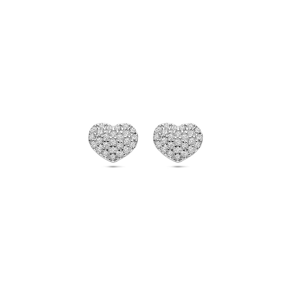 Ohrringe aus rhodiniertem 925 Silber in Herzform mit Zirkonia-Steinen